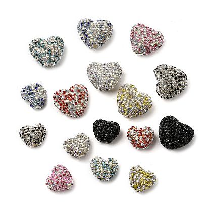 Сверкающие акриловые бусины в форме сердца с украшением из страз, для самодельных украшений и украшений для ручек
