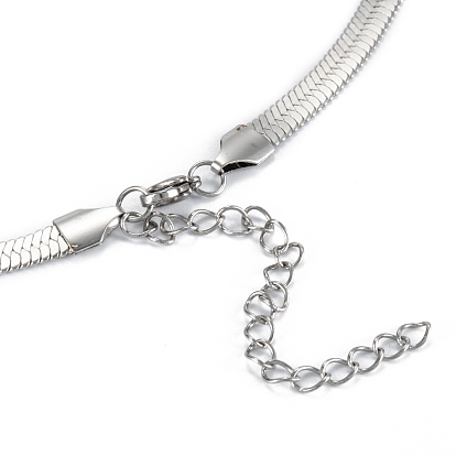 Vacuum Plating 201 Stainless Steel Herringbone Chain Necklaces, with Lobster Claw Clasps