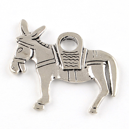 Сплавочные подвески тибетского стиля, без кадмия и без свинца, лошадь, 34x36x2.5 мм, Отверстие : 5.5 мм , около 128 шт / 1000 г