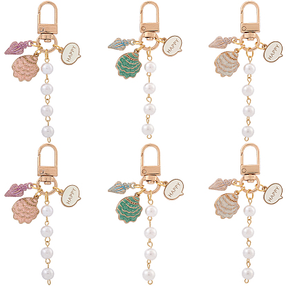 2 наборы подвесных украшений из сплава раковин и эмали, Поворотные застежки-брелки для украшения сумок