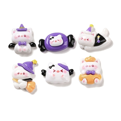 Кабошоны из непрозрачной смолы для Хэллоуина, форма кошки