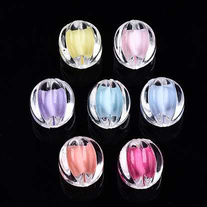 Transparent Acrylic Beads, Bead in Bead, Corrugated Round