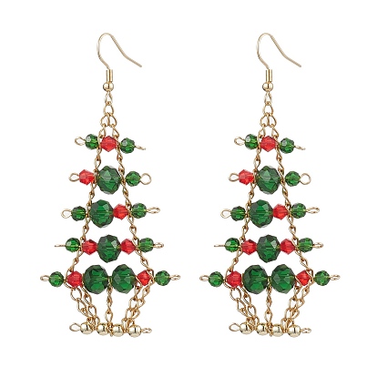 Стеклянные елочные подвески, висячие серьги для женщин, зелёные