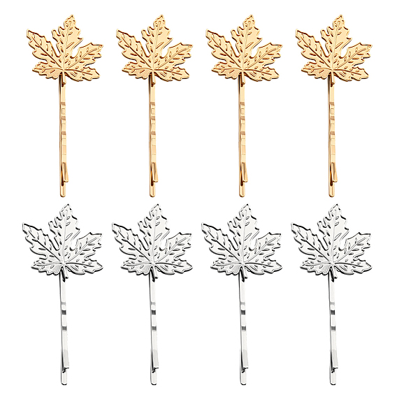 8 шт. 2 цветные заколки-невидимки из железа и сплава, аксессуары для волос для женщин и девочек, кленового листа