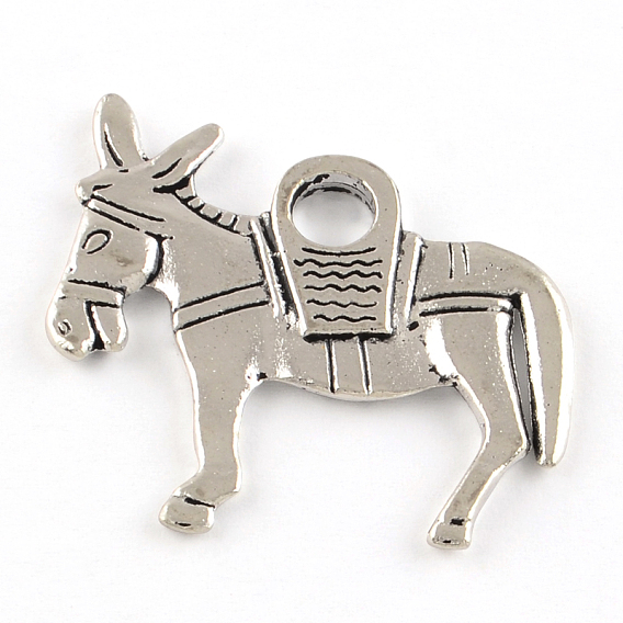 Сплавочные подвески тибетского стиля, без кадмия и без свинца, лошадь, 34x36x2.5 мм, Отверстие : 5.5 мм , около 128 шт / 1000 г