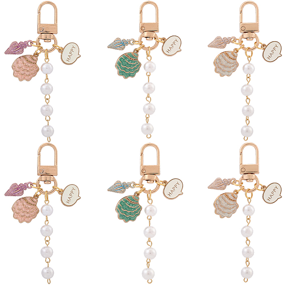 2 наборы подвесных украшений из сплава раковин и эмали, Поворотные застежки-брелки для украшения сумок