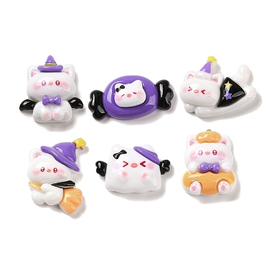 Кабошоны из непрозрачной смолы для Хэллоуина, форма кошки