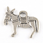 Сплавочные подвески тибетского стиля, без кадмия и без свинца, лошадь, 34x36x2.5 мм, Отверстие : 5.5 мм , около 128 шт / 1000 г