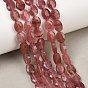 Природного кварца клубники нитей бисера, граненые, Плоско-овальные
