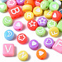 Opaque Acrylic Beads, Horizontal Hole, Flat Round & Square with White Mixed Pattern