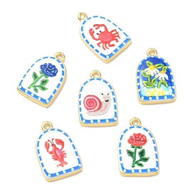 Printed Brass Pendants, Arch Charms, Rack Plating, Long-Lasting Plated, Lead Free & Cadmium Free, Real 18K Gold Plated