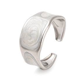 304 Stainless Steel Wide Band Open Cuff Ring for Women, with Enamel