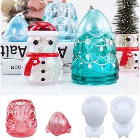 DIY Silicone Christmas Theme Storage Box Molds, Resin Casting Molds, for UV Resin, Epoxy Resin Craft Making, Tree/Snowman
