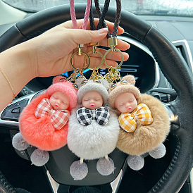Adorable Plush Doll Keychain for Girls - Cute Soft Toy Car Keyring Bag Charm Gift