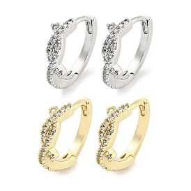 Женские серьги-кольца из латуни с микропаве и прозрачными циркониями