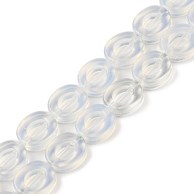 Opalite Beads Strands, Hollow Flat Oval, Number Zero Beads