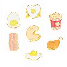 Food Theme Enamel Pin, Golden Alloy Brooch for Backpack Clothes, Egg/Chicken/Streaky Pork