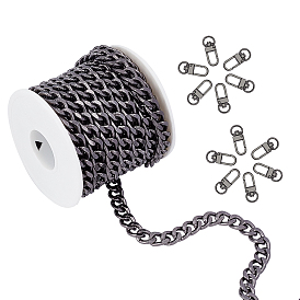 Kits de fabrication de colliers à chaîne DIY, y compris 5 m chaînes gourmettes en aluminium et 12 fermoirs pivotants en alliage de zinc
