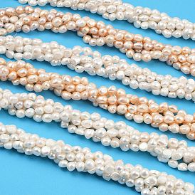 Нити из натурального культивированного пресноводного жемчуга, двух сторон полированной