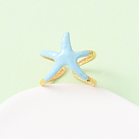 Регулируемые 304 манжеты из нержавеющей стали для женщин, с эмалью, морская звезда, ионное покрытие (ip), без свинца, без кадмии и без никеля