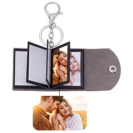 1брелки из искусственной кожи, с фоторамкой, платина, прямоугольные