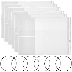 6Pcs Rectangle PVC File Pockets, with Zipper, with 6Pcs Nylon Travel Notebook Elastic Ropes