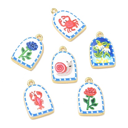 Printed Brass Pendants, Arch Charms, Rack Plating, Long-Lasting Plated, Lead Free & Cadmium Free, Real 18K Gold Plated
