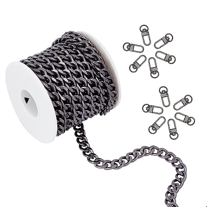 Kits de fabrication de colliers à chaîne DIY, y compris 5 m chaînes gourmettes en aluminium et 12 fermoirs pivotants en alliage de zinc
