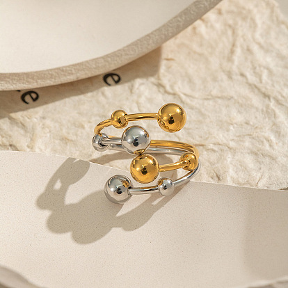 Регулируемые 304 манжеты из нержавеющей стали с открытыми кольцами для женщин, круглый шар