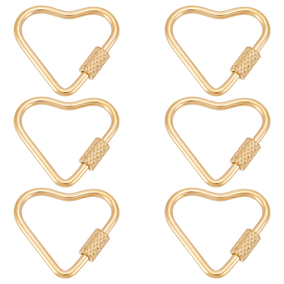 6 шт. 304 подвески с винтовым карабином из нержавеющей стали, для изготовления ожерелий, быстрые ссылки, сердце