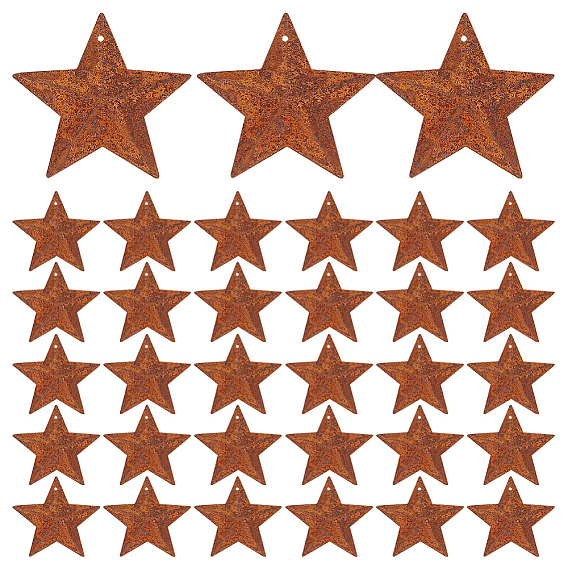 60Pcs Iron Pendants, Rusting, Star