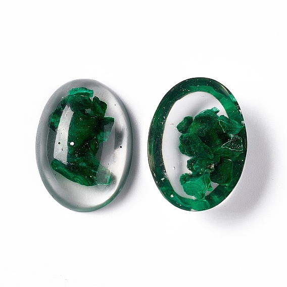 Natural Gemstone Cabochons, with Epoxy Resin, Dyed, Half Oval