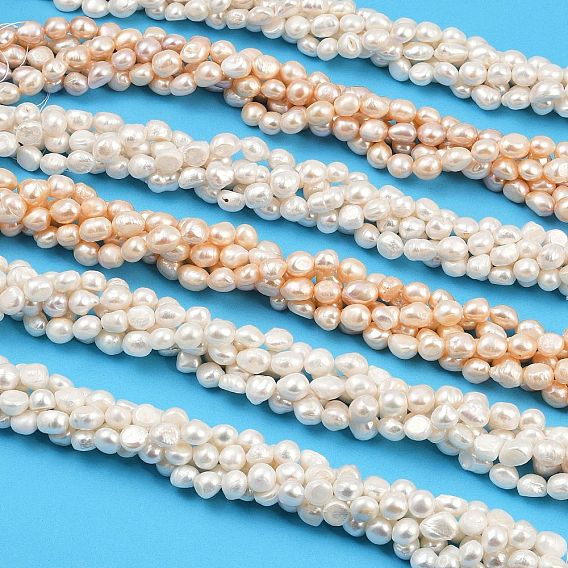 Нити из натурального культивированного пресноводного жемчуга, двух сторон полированной