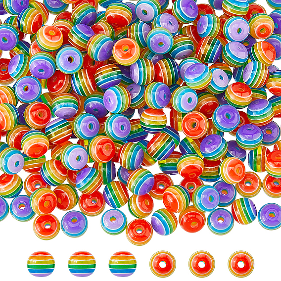 300 прозрачные полимерные бусины в полоску, круглые