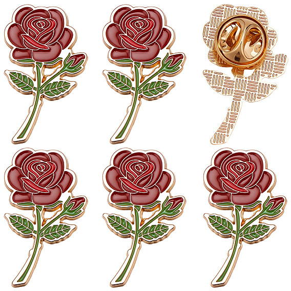 10 pièces d'épingles en émail, dos d'épingle à revers en alliage pour vêtements de sac à dos, fleur rose