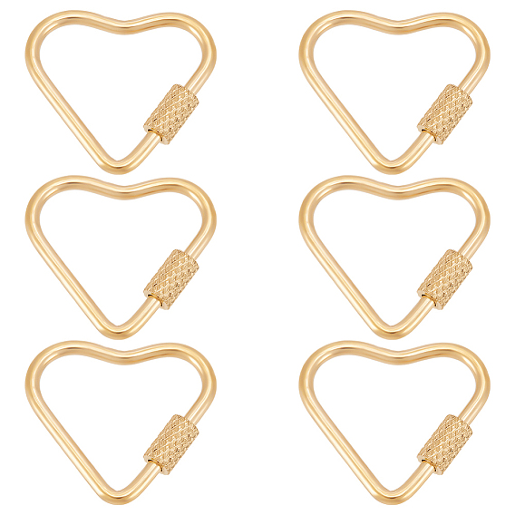 6 шт. 304 подвески с винтовым карабином из нержавеющей стали, для изготовления ожерелий, быстрые ссылки, сердце