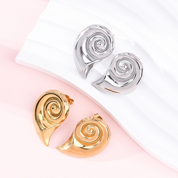 304 серьги-гвоздики из нержавеющей стали для женщин, раковина