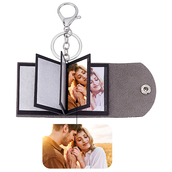 1брелки из искусственной кожи, с фоторамкой, платина, прямоугольные