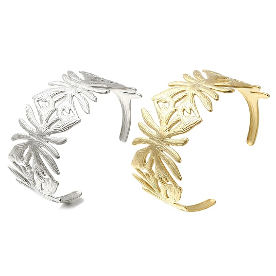 Ионное покрытие (ip) 304 манжета из нержавеющей стали для женщин, цветок