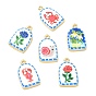 Printed Brass Pendants, Arch Charms, Rack Plating, Long-Lasting Plated, Lead Free & Cadmium Free, Real 18K Gold Plated