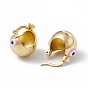 Brass Enamel Evil Eye Half Hoop Earrings, Real 18K Gold Plated Chubby Hoop Earrings for Women Girls
