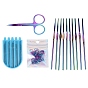 DIY Knitting Tool Sets, including Stainless Steel Crochet Hooks, Safety Pins, Needles, Scissors, Storage Bag