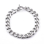 304 Stainless Steel Curb Chains Bracelets & Dangle Huggie Hoop Earrings Sets, with Toggle Clasps