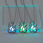 Glow in the Dark Luminous Alloy Cage Pendant Necklaces, Cat Shape