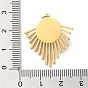 Gemstone Pendants, Ion Plating(IP) 304 Stainless Steel Fan Charms, Golden