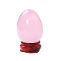 Easter Raw Natural Gemstone Egg Display Decorations, Wood Base Reiki Stones Statues for Home Office Decorations