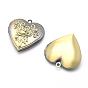 Brass Locket Pendants, Photo Frame Charms for Necklaces, Cadmium Free & Nickel Free & Lead Free, Heart with Rose