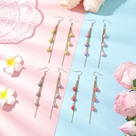 Серьги-подвески из синтетического коралла, с 304 крючками для сережек из нержавеющей стали и 304 цепями из нержавеющей стали, золотые