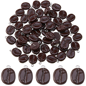 60 кулоны из смолы, кофейный боб, имитация еды, с петлями из платинового сплава