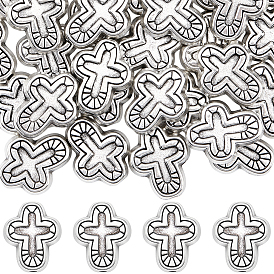 50 бусины из сплава в тибетском стиле, крестик